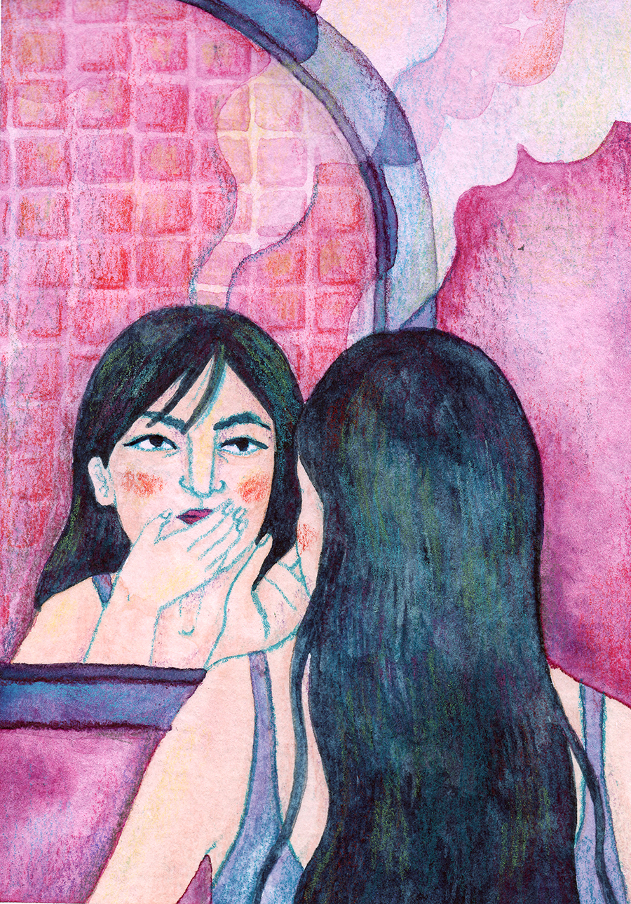 art contemporain, crayons de couleurs, corps, ombre, illustration